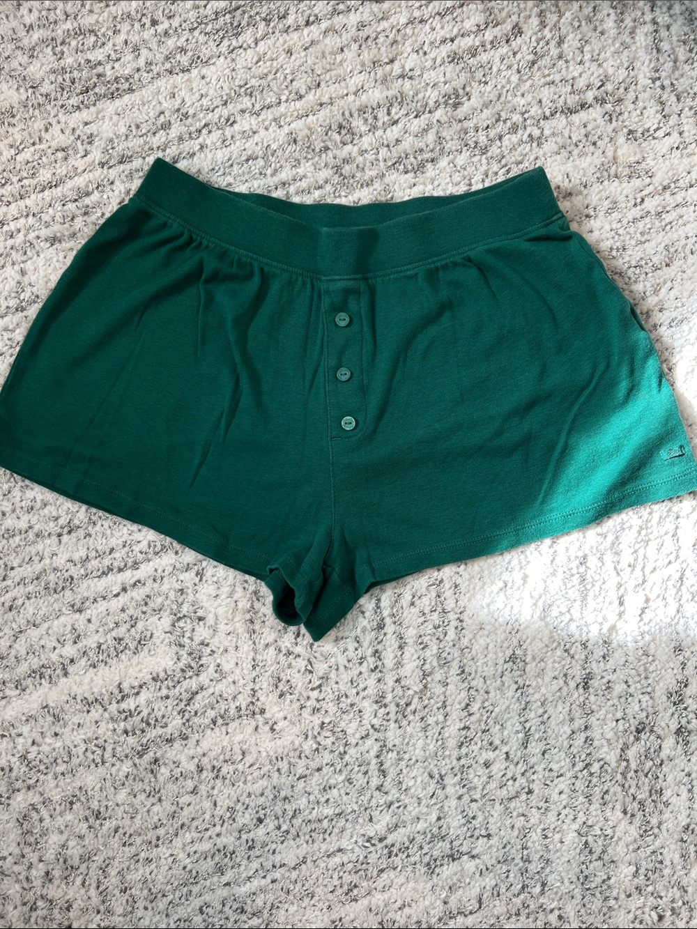 PINK VS Green Cotton Button-Front Lounge Booty Shorts